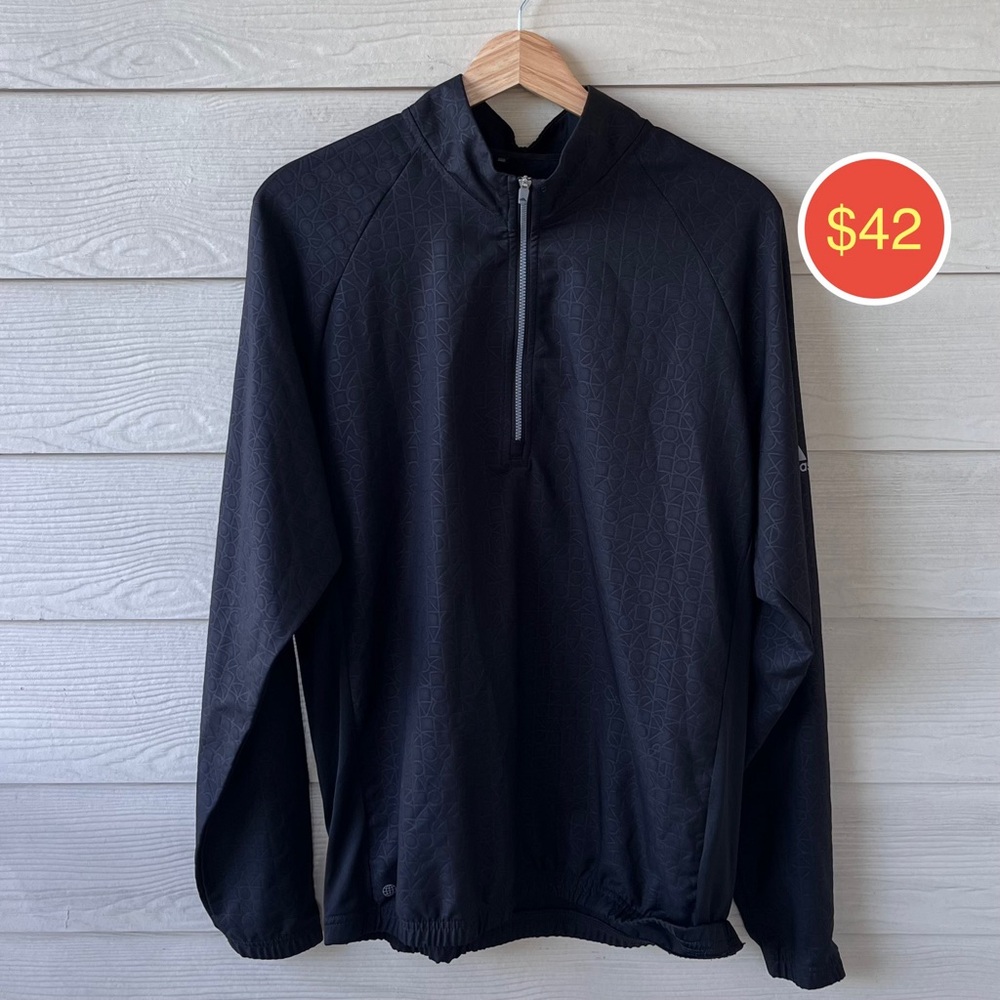 Adidas Debossed ¼-Zip Pullover – “End Plastic Waste” Recycled Golf Top – Men’s L